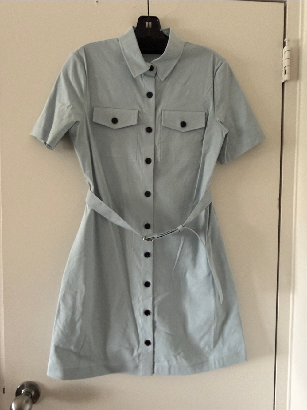 Theory Light Blue Shirt Dress with Belt
